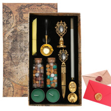 Wax Seal Stamp Kit, Seal Stamp Set, NonSticky Fire Lacquer Seal Stamp, Gift Box, Hot Stamping for Christmas Cards, Invitations, Parties