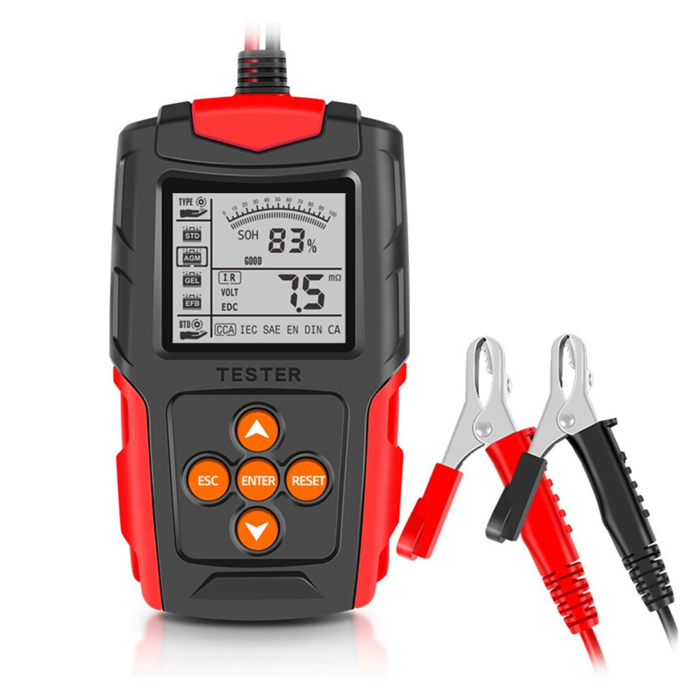 Car Battery Tester 12V 24V Battery Analyzer With Cca And Resistance Measurement, Red 9189345196294