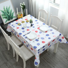 137 * 180cm Wipe Clean PVC Tablecloth Leaves Pattern, Rectangular, OilProof, Washable Table Cover Strawberry