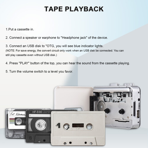 Portable Cassette to MP3 Converter Recorder, 32GB Support, Compact 1
