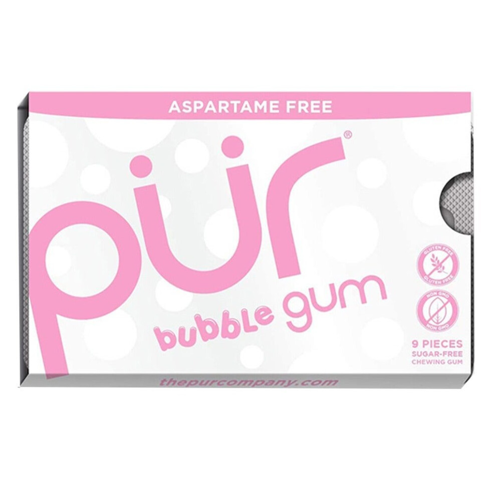 Pur Bubblegum Sugar-Free & Aspartame-Free Xylitol Gum, 9 Pieces