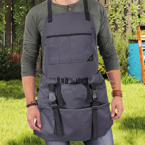 Gardening Apron with Pockets Waterproof Harvest Apron QuickRelease Pouch Adjustable Straps 1