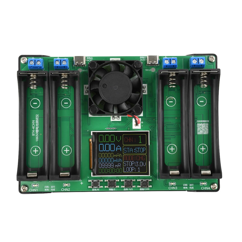18650 Lithium Battery Capacity Tester 4 Channels With Auto Charge Discharge And Fan Cooling 9189345196669