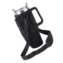 Doppelwandige Wasserflaschen-Tasche 40 oz Isolierter Tragebeutel mit Griff, Schwarz
