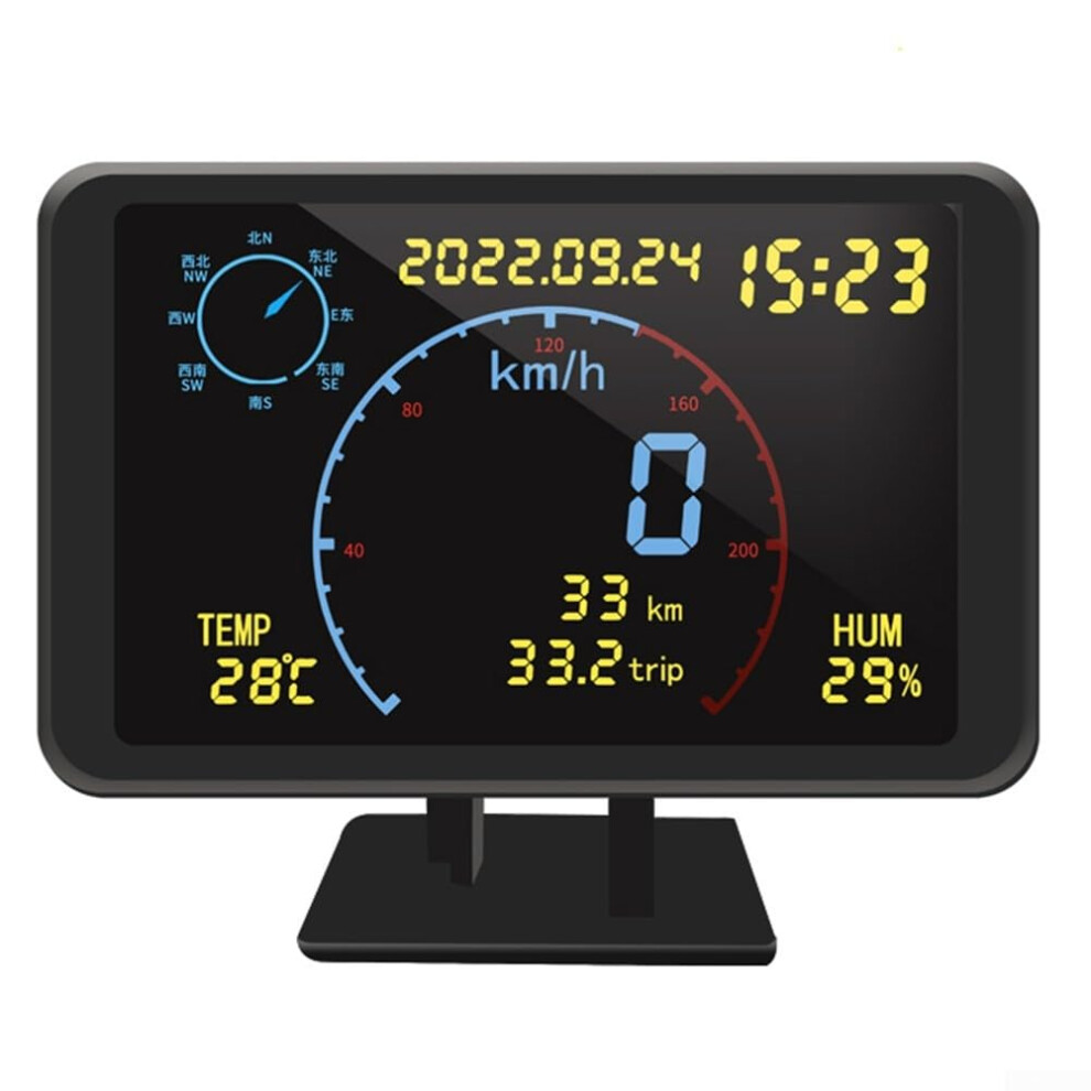 Gps Speedometer With Altitude Temp Display, Ip65 Waterproof Digital Hud, Gps Beidou Dual Positioning 9189345197062