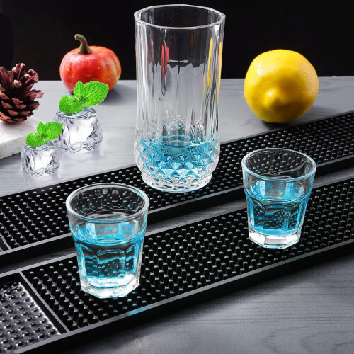 Bar Drain Mat Rectangular PVC, Black, 1PC, Raised Surface Design, Fast Drainage, For Kitchen Bar Restaurant Coaster 1