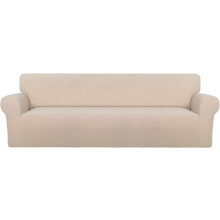 Versatile Living Room Makeover Couch Cover Set, Elastic Solid Color Non-Slip Sofa Slipcovers for Two-Seater Couch, Furniture Protector (Polyester Span