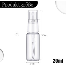 Finsprayflaska, bärbar och lätt. 20 ml transparenta PET-minibehållare för kosmetiska vätskor, ansiktsvatten, rengöringslösning.