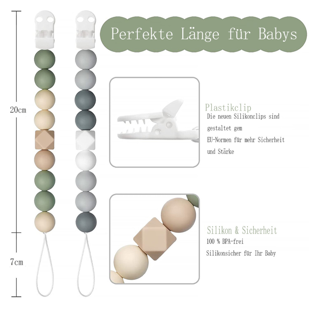 Silicone Pacifier Attachments, Rust-Free Holders for Baby Essentials, Teething Relief with Food-Grade Silicone, Customizable Stroller Clip,