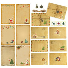 Vintage Christmas Stationery Set with Kraft Paper Envelopes, Holiday Letter Paper and Envelopes