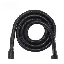 Flexible stainless steel shower hose, Long bathroom shower pipe extension (Black, 2m)