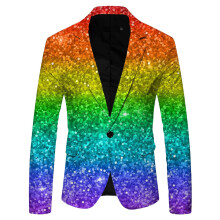 Men's Sequin Jacket Slim Fit Suit Year's Eve Party Clothing XL Light Blue