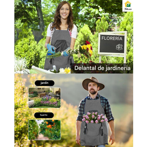 Waterproof Gardening Apron with Quick Release Pockets, Adjustable Belt and Large Storage 2