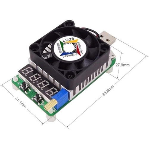 USB Electronic Load Tester with LED Display, Adjustable 4A 25W Battery Discharge Tester 2