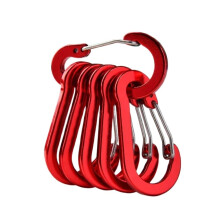 Steel Carabiner Hooks Small Steel Carabiners, Outdoor Camping Tools, 6 Pieces Carabiners (Red)