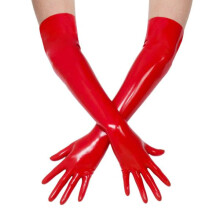 (Red, L) Black Red Pink Latex Long Gloves Fetish Clothing Bdsm Kink Dominatrix Mistress