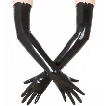 (Black, S) Black Red Pink Latex Long Gloves Fetish Clothing Bdsm Kink Dominatrix Mistress