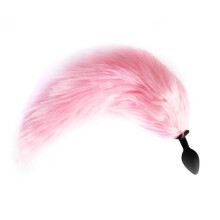 (Pink-Silicone, Long) Glowing Fur Fox Anal Tail Butt Plug Cosplay Bdsm Pet Play Fetish