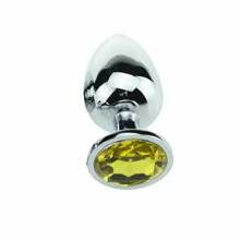 (Light Yellow) Stainless Steel Anal Crystal Jewel Butt Plug Small