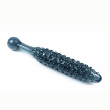 (Black, A (16cm Long)) Black Granules Glass Anal Double Dildo Butt Plug Sex Toy Couples