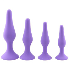 (Purple) 4Pcs/Set Anal Trainer Kit Soft Silicone Black Or Purple Butt Plug