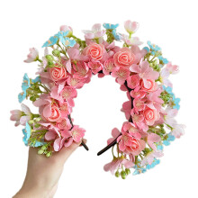 Ethnic Style Floral Hair Decoration Handmade Flower Hair Net Accessory Headpiece for Traditional Costumes and Photoshoots Hua Qingyun
