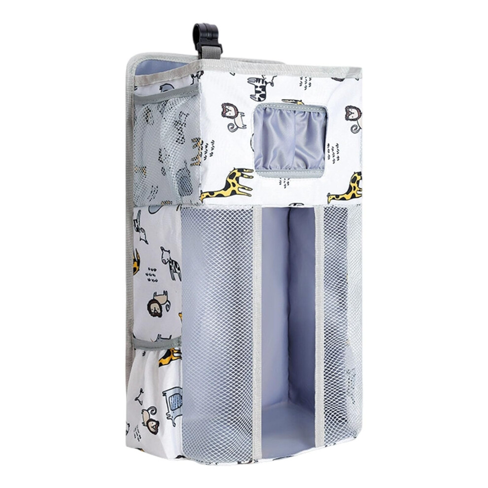 Baby Crib Organizers Oxford Fabric Changing Table Diaper Organizer Zippered Compartments Reinforced Hooks Animal Park