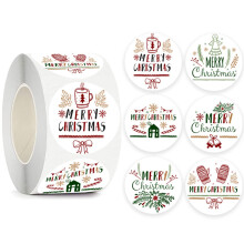 Label Tags DIY Ultra Thin Removable Various Patterns Merry Christmas Round Package Stickers Seasonal Decor D 2.5 cm