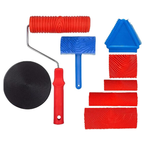 8Piece MultiPurpose Paint Roller Set with Durable Plastic Rollers for Interior Wall Applications, Daily Use