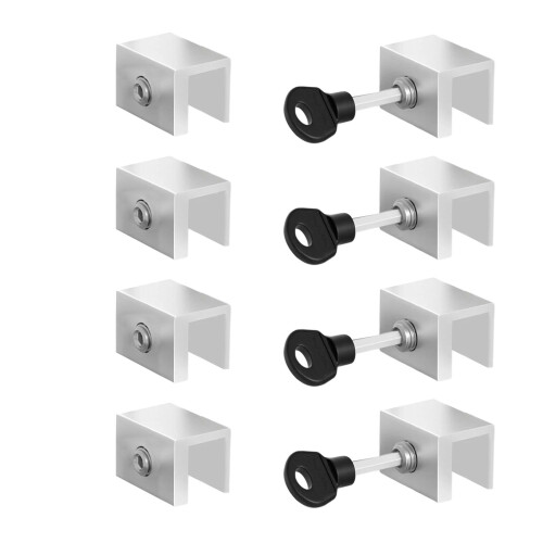 Sliding Window Lock with Key Vertical &-Silver 10mm short