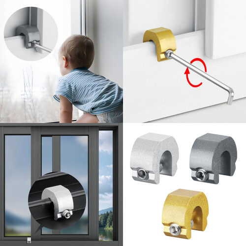 Aluminum Window Lock High Strength Sliding Lock for-Dark Grey 2
