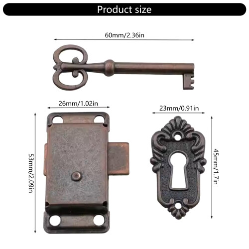 Decorative Antique Bronze Lock Set for Small Cabinets and 2