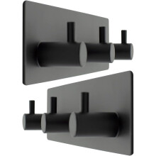 Självhäftande krokar, väggkrokar fäster kraftigt för badrum, kök platsbesparande stark vidhäftning mattsvart rostfritt stål (2-pack)