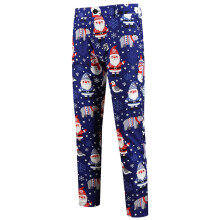 Christmas Trousers Men's Suit Trousers with Christmas Print Tuxedo Trousers