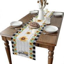 Linen Table Runner, Easter Table Runner Showcasing Vibrant Spring Motifs, Durable Burlap Offers Protection For Home And Kitchen Party Decor (33x183Cm)
