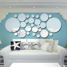 Acrylic Mirror for Modern Interiors, Lightweight & Easy Paste Self-Adhesive Stickers, Mirror Wall Stickers with Reflective Surface, Round Design for