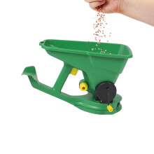 Lawn Spreader with Ergonomic Grip and Adjustable Flow for Seed and Fertilizer in Garden or Lawn