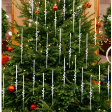 50 Stück Weihnachtsbaum-Eissäulen-Dekoration Acryl-Klar-Eiszapfen-Ornamente für atemberaubende Weihnachtsbaumdekoration-Fensterdekorationen
