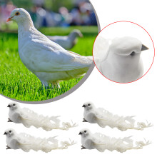 Dekoration Künstlicher Vogel 15x3,5x4,5 cm Weiße 4PCS Taufen Niedliche dekorative Federn für Hochzeitsliebhaber Friedentauben