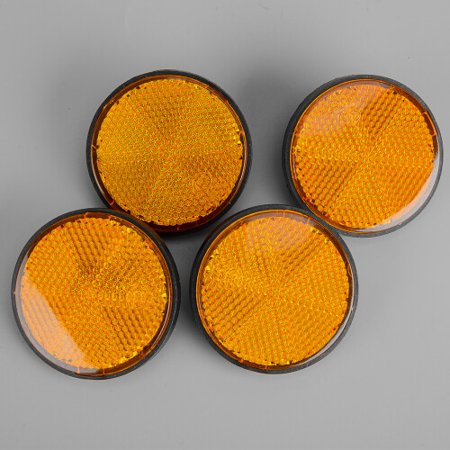 Universal 4 τμχ Κίτρινος στρογγυλός ανακλαστήρας μπροστινού πιρουνιού μοτοσ 1