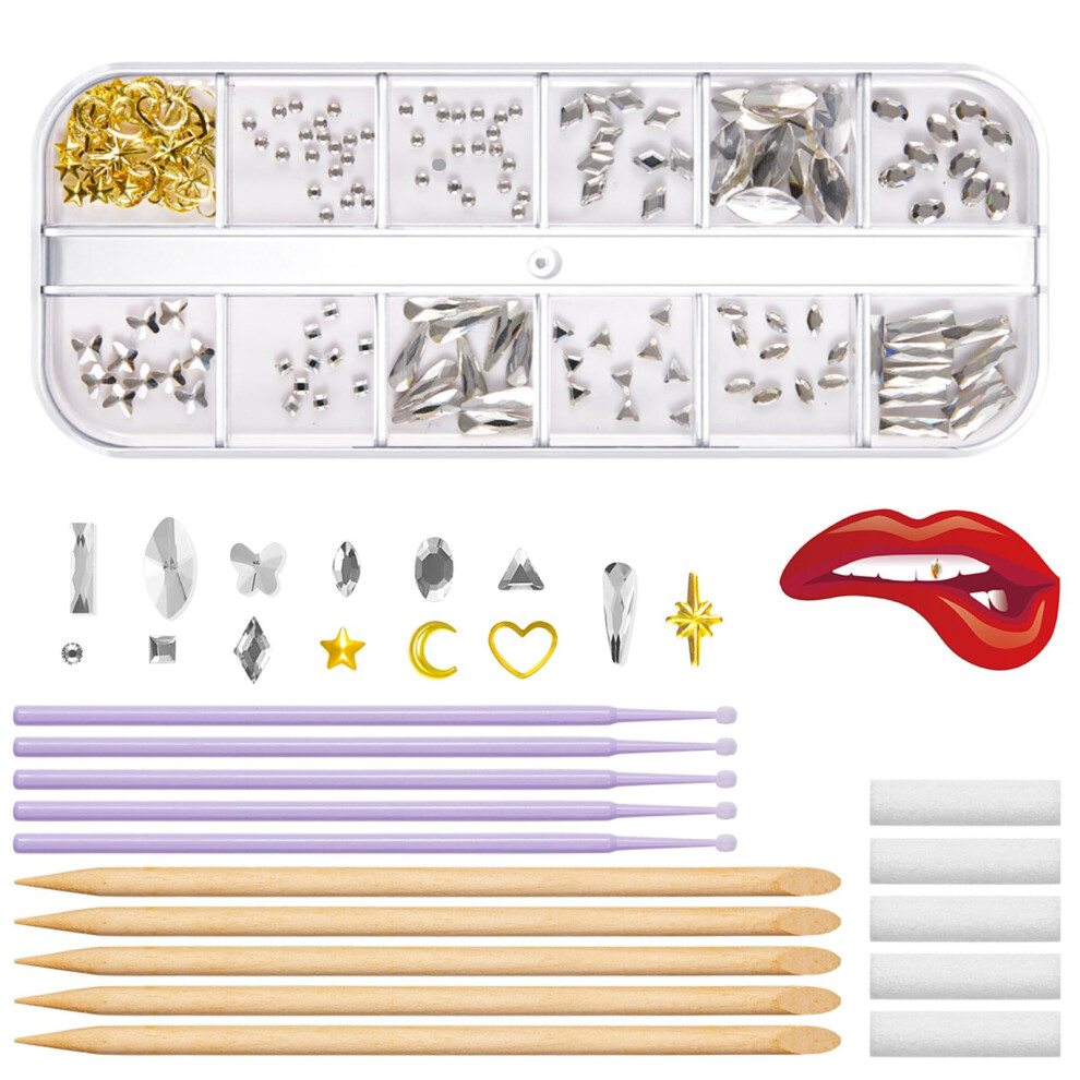 Tooth Gemstones Set Tooth Crystals Jewelry Set Fashion Teeth Gemstones Artificial Crystal Dental Embellishment for Reflective Teeth Ref: 3798