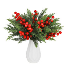 Künstliches Kiefern- und Rotbeerzweig-Weihnachtsset 40 Stücke für Weihnachtsbaumkranzgirlanden und saisonale Tischdekorationen
