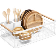 Efficient Drainage for Quick Drying, Bowl Drying Rack with Easy-to-Clean Removable Cutlery Insert