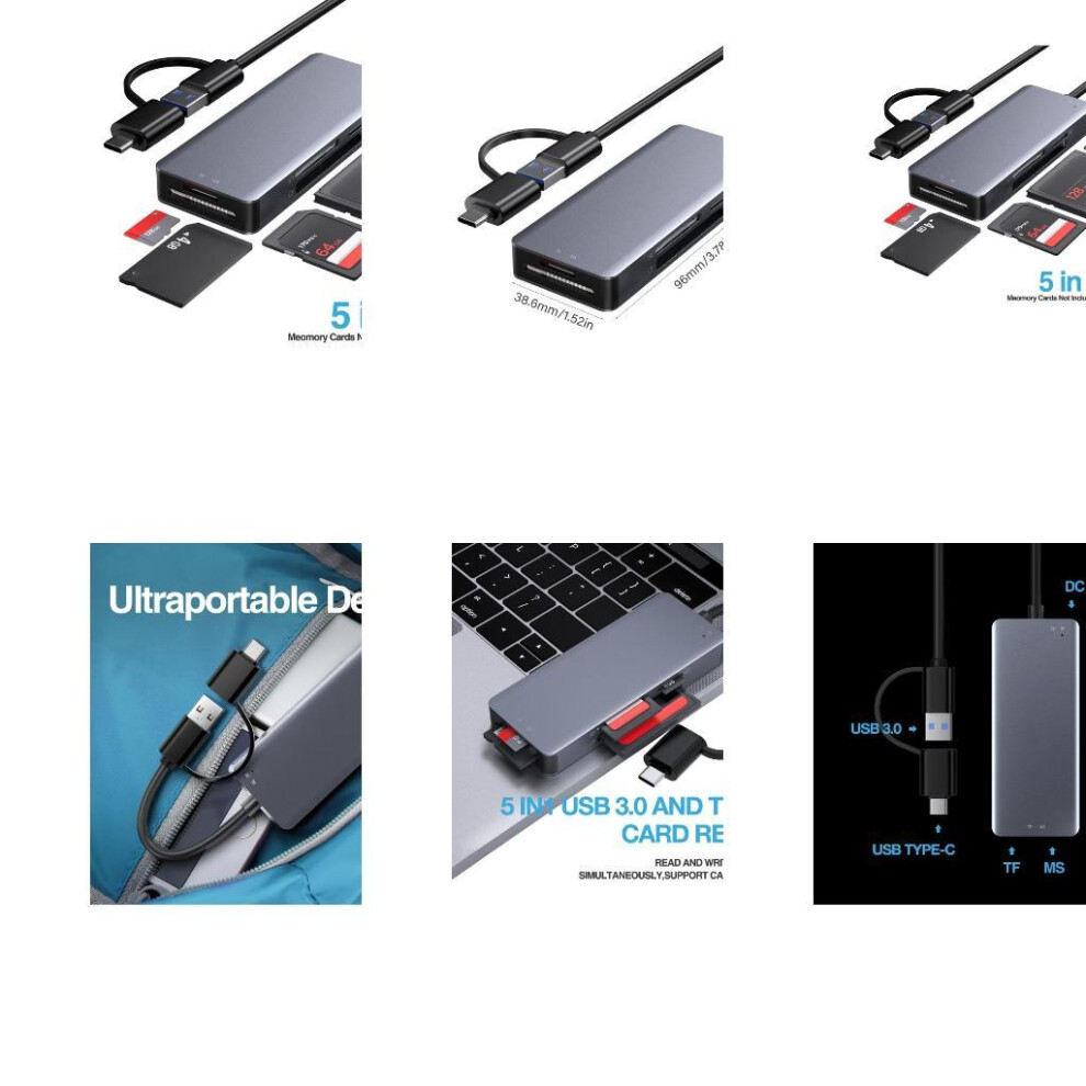 5 In 1 Usb3.0/Usb C Ms Card Reader Memory Card Reader Adapter Transfer Connector 6935161510485