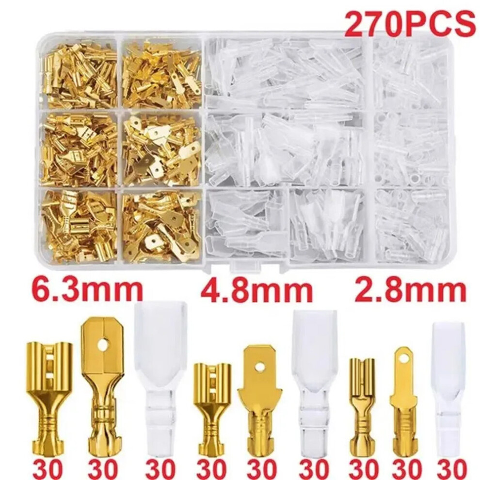 270Pcs Electrical Wire Connector Kit With Male And Female Crimp Terminals For 2 8Mm 4 8Mm 6 3Mm Wiring Applications 6935161508826