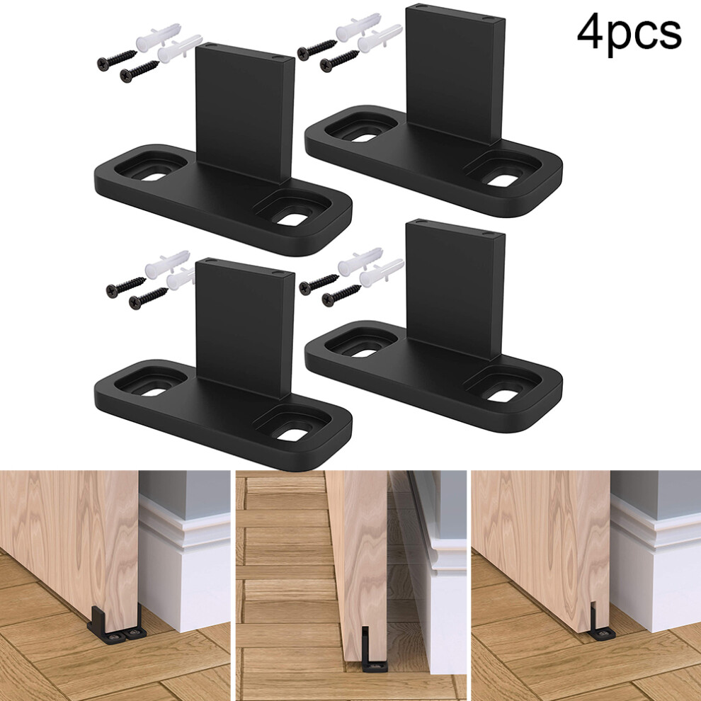 Barn Door Guides Strong Adjustable Anti Swinging Black Carbon Steel Floor Guide Parts Sliding 6935161493221