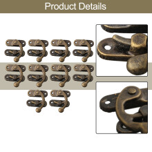 Set aus 10 Mini-Holzbox-Verschlussschlössern in Bronze mit Befestigungsschrauben Rechten Haken für kleinen Schmuck und Aufbewahrungsboxen