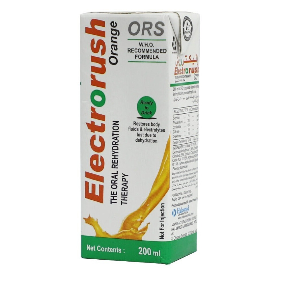 Orange Electrorush Ors Solution | Oral Rehydration Solution |- 200Ml