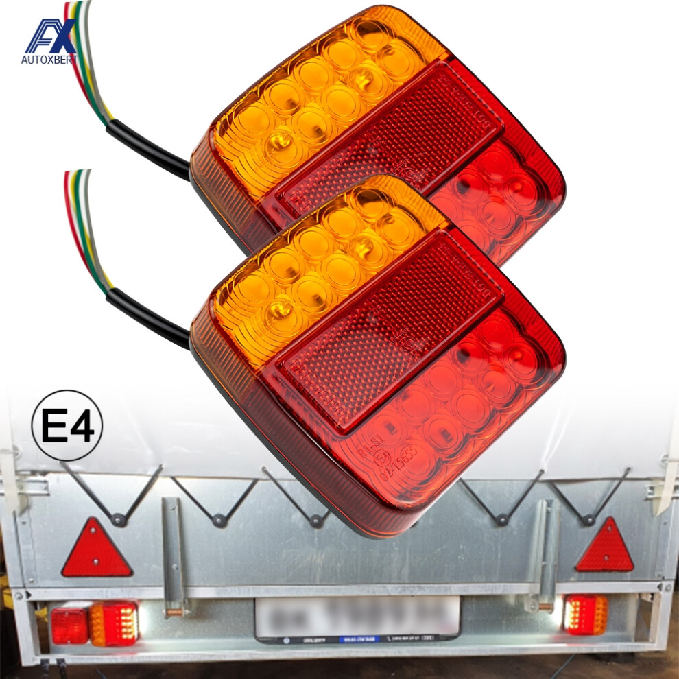 Waterproof Square Trailer Lights Kit Brake Stop Tail Running License Led Lamp For 12V Camper Truck Rv Boat Snowmobile Red/Light 6935161453751