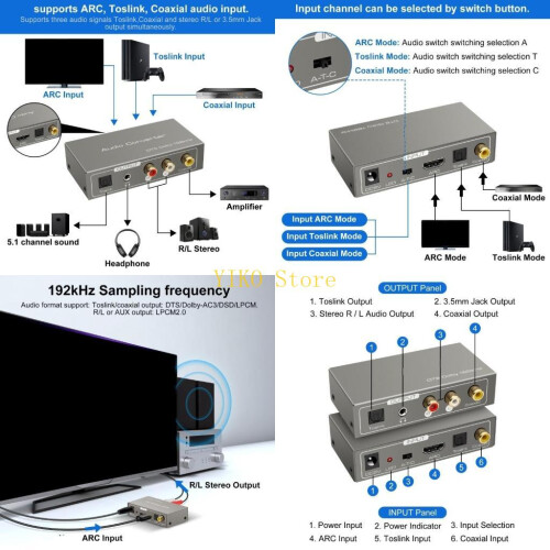 Ακουστικός προσαρμογέας K32C HDTV για τηλεόραση με και ομοαξονικές και 3.5mm εξόδους
